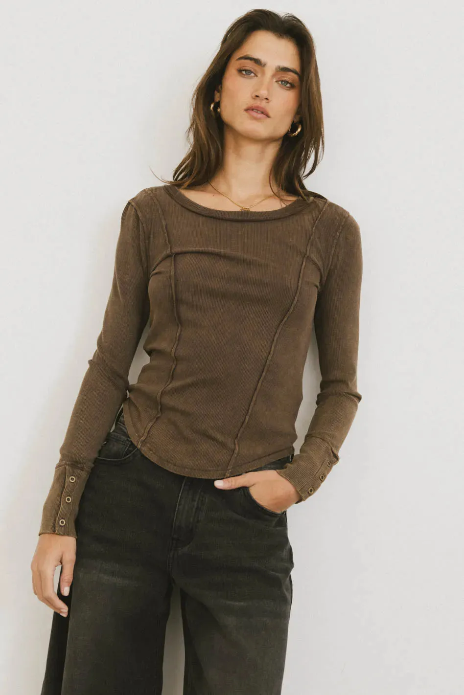Sailor Ribbed Top in Brown - FINAL SALE sold by bohme product image thumbnail 4