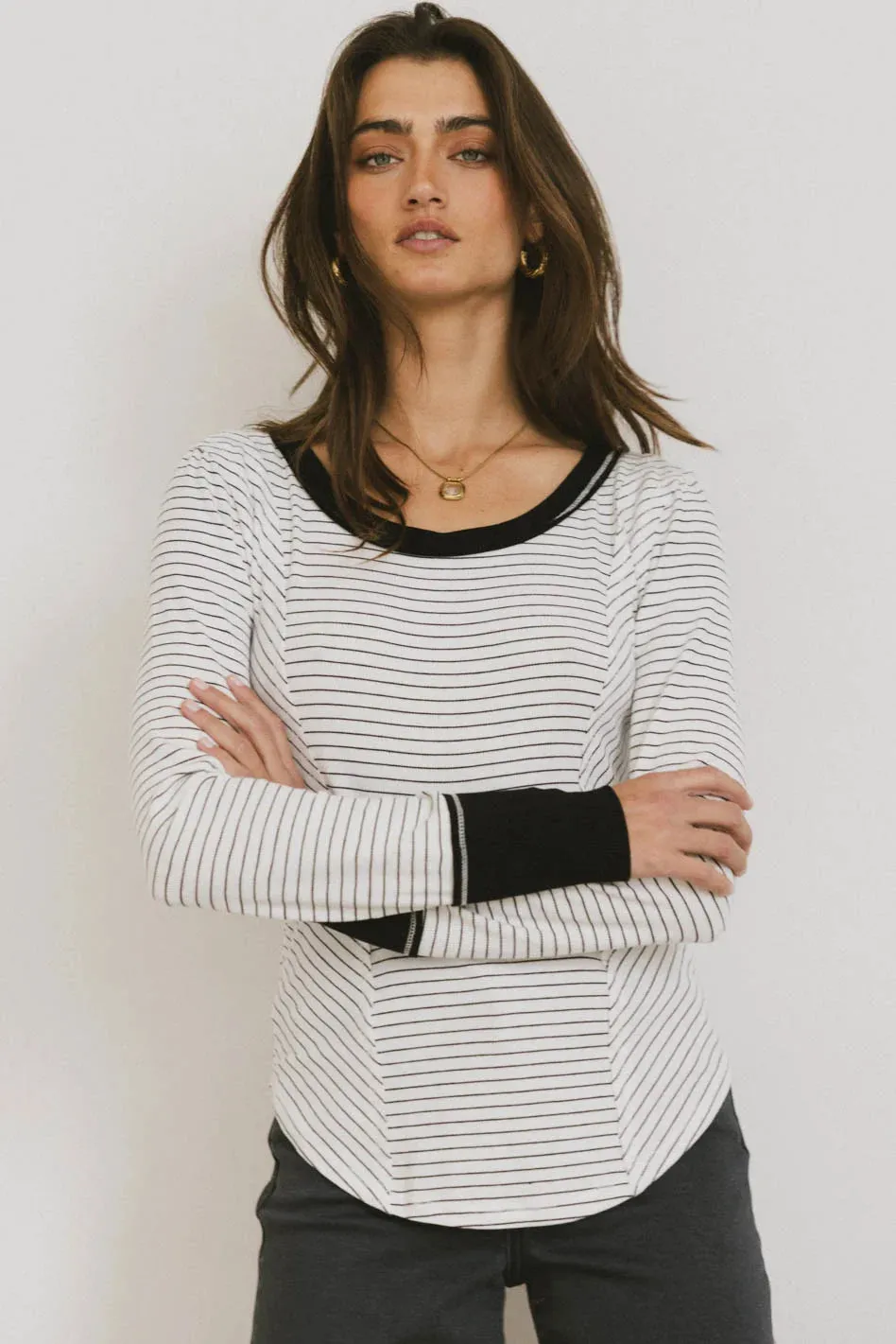 Alexandra Striped Top in White - FINAL SALE sold by bohme product image thumbnail 4