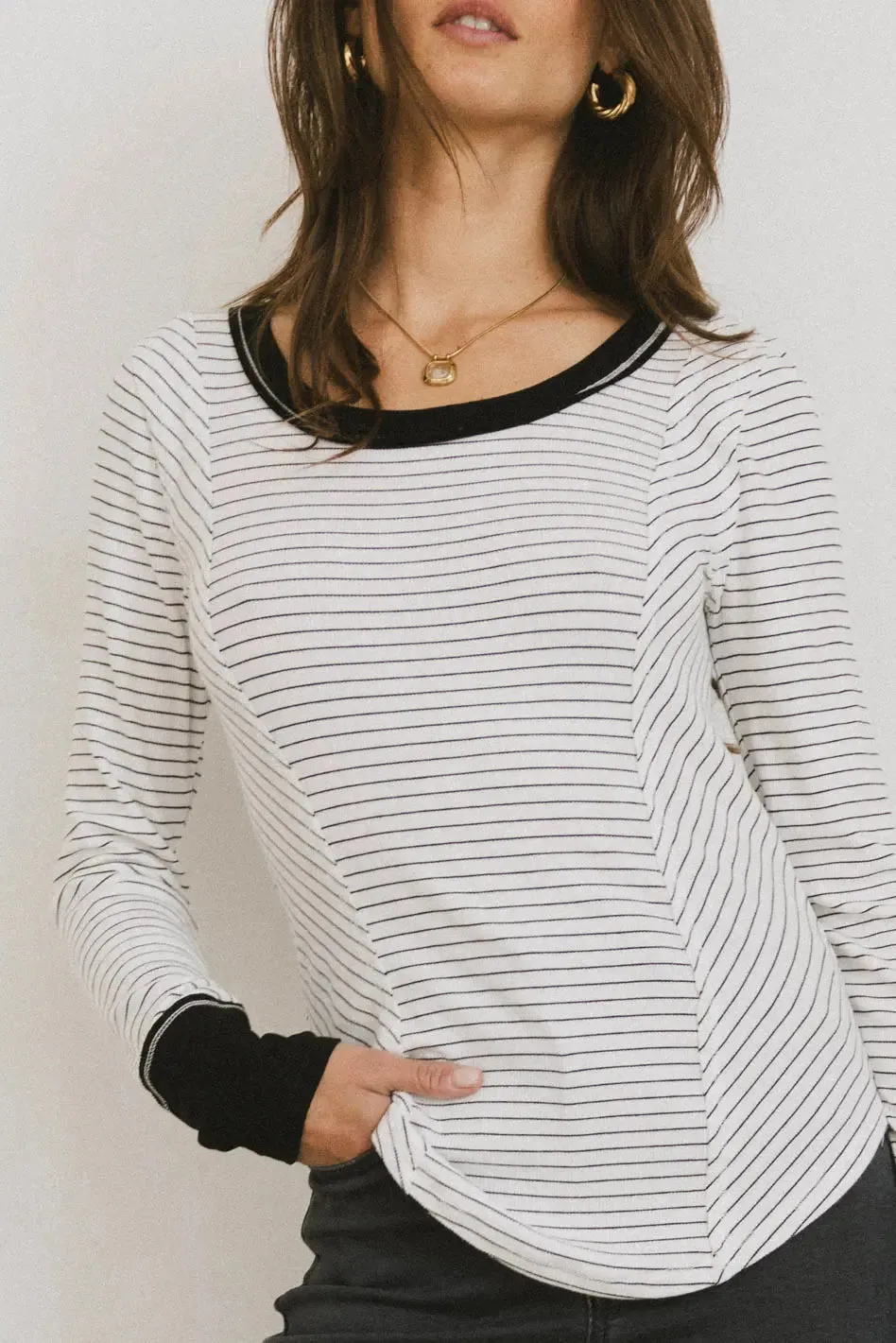 Alexandra Striped Top in White - FINAL SALE sold by bohme product image thumbnail 5