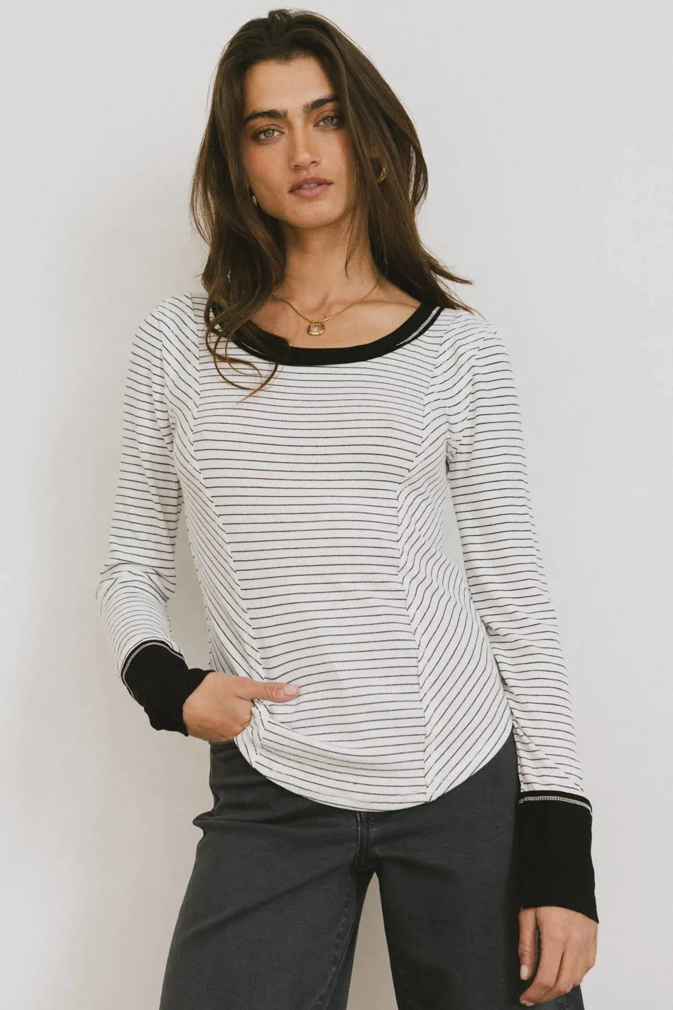Alexandra Striped Top in White - FINAL SALE sold by bohme