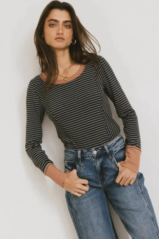 Alexandra Striped Top in Slate - FINAL SALE sold by bohme