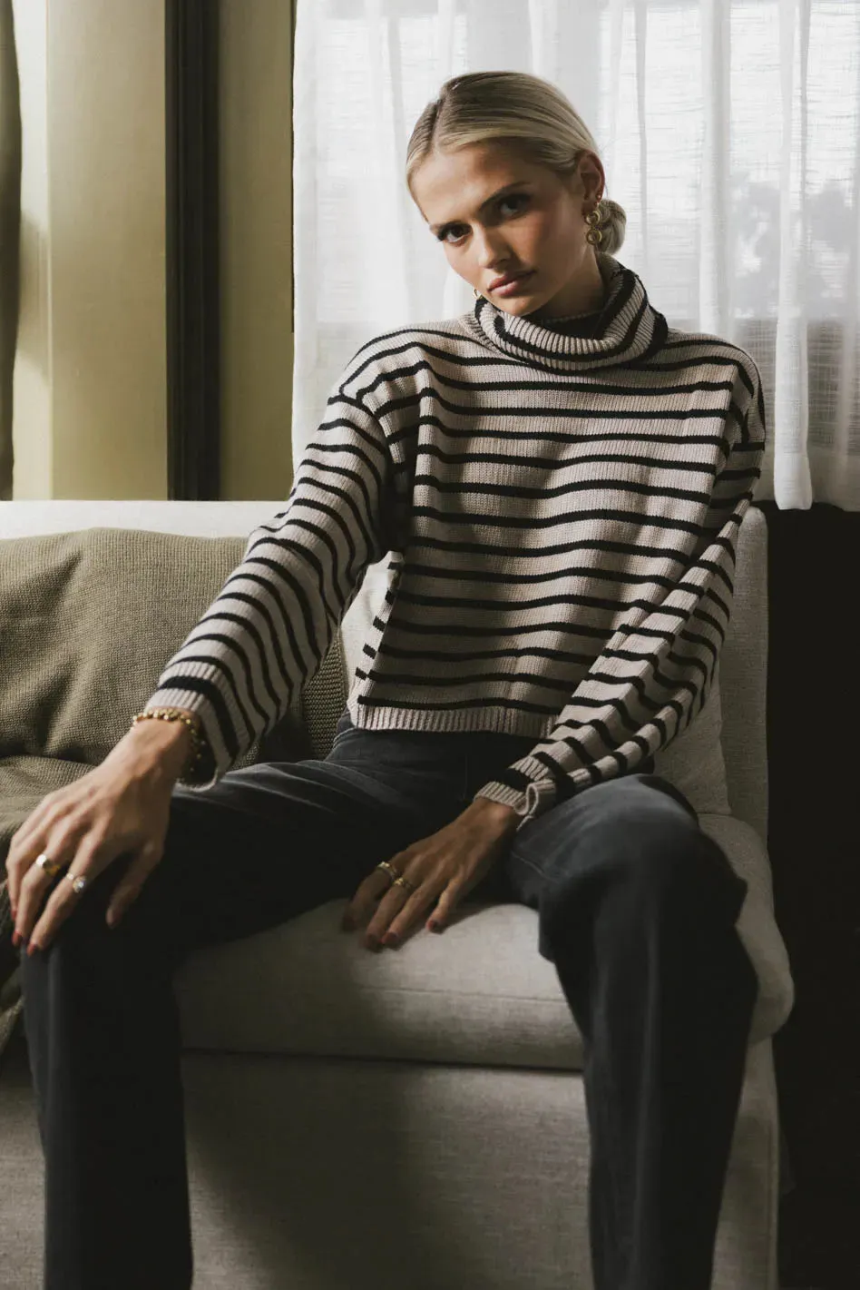 Miya Striped Turtleneck Sweater - FINAL SALE sold by bohme