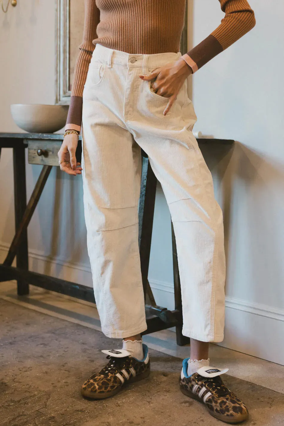 Lisette Barrel Jean in Ivory Courduroy - FINAL SALE sold by bohme product image thumbnail 4
