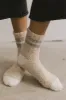 Fuzzy Striped Socks in Beige sold by bohme