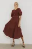 Leandra Midi Dress in Burgundy - FINAL SALE sold by bohme