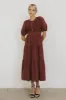 Leandra Midi Dress in Burgundy - FINAL SALE sold by bohme