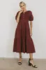 Leandra Midi Dress in Burgundy - FINAL SALE sold by bohme