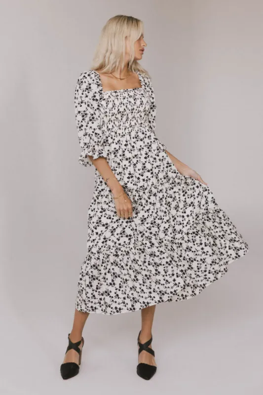 Kiran Floral Midi Dress in Cream - FINAL SALE sold by bohme