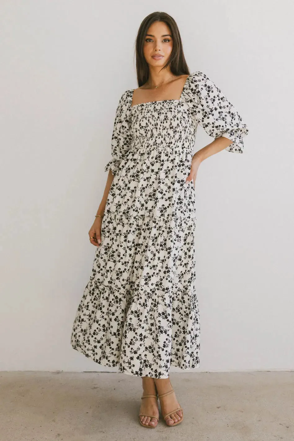 Kiran Floral Midi Dress in Cream - FINAL SALE sold by bohme product image thumbnail 5