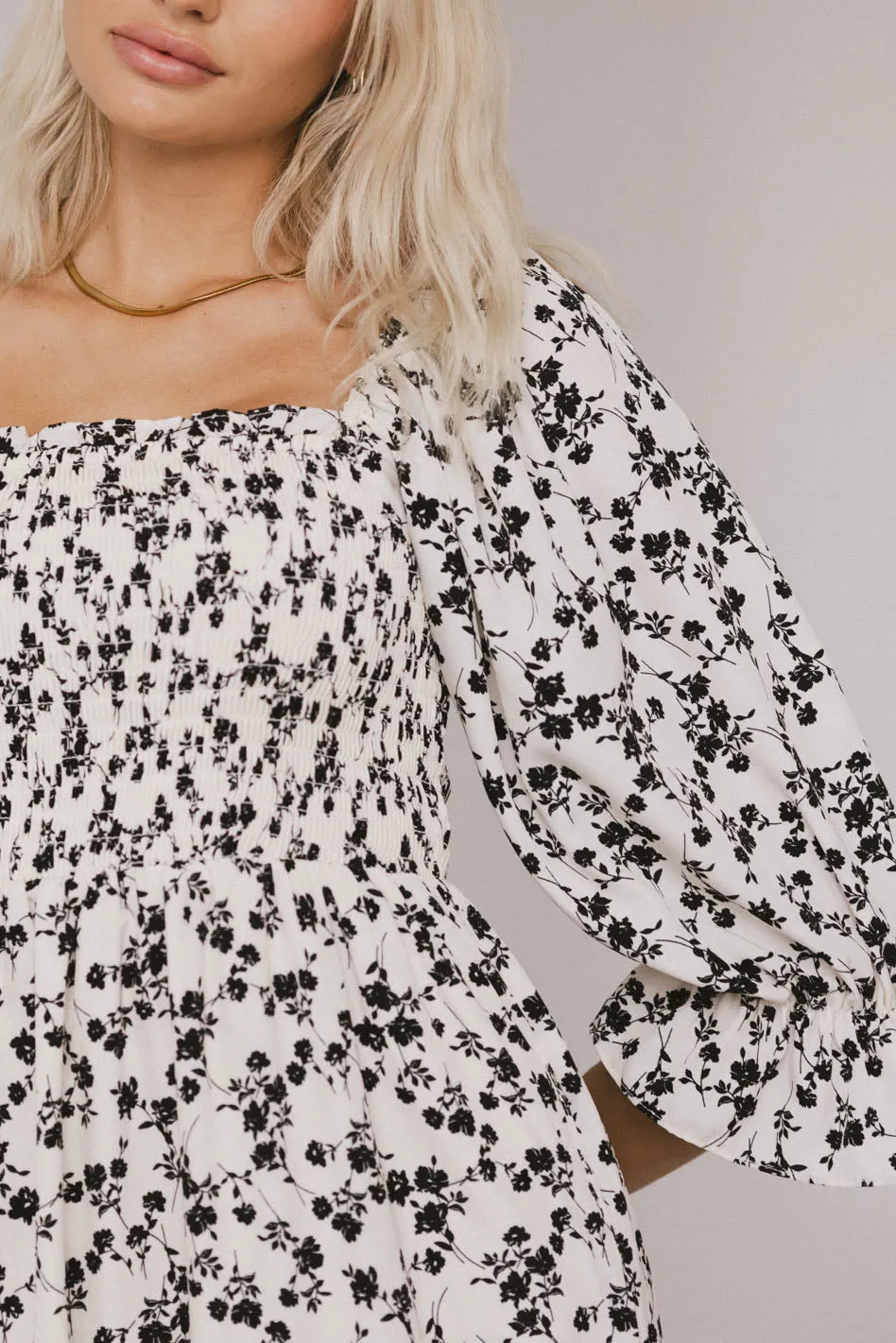 Kiran Floral Midi Dress in Cream - FINAL SALE sold by bohme product image thumbnail 2