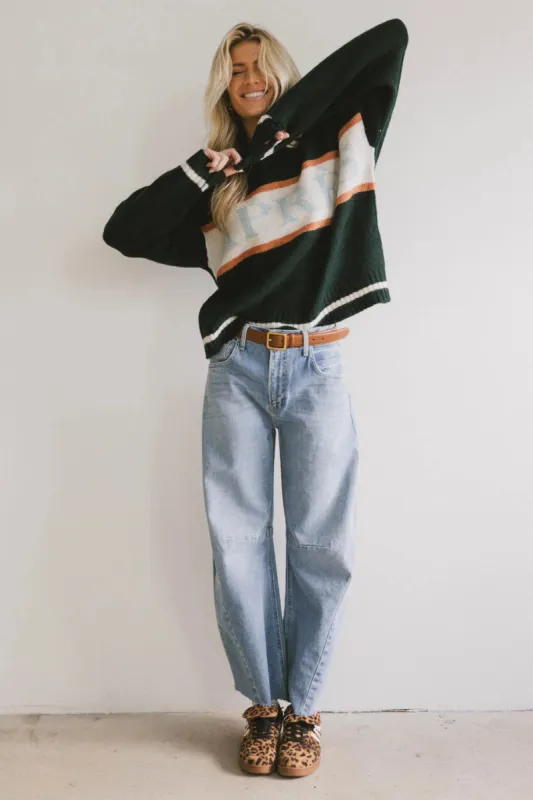 Apres Graphic Sweater in Hunter Green - FINAL SALE sold by bohme