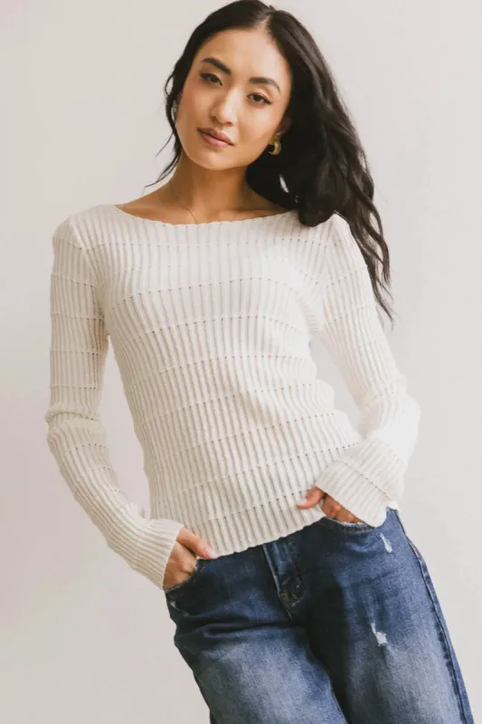 Gemma Sheer Ribbed Top in White - FINAL SALE sold by bohme