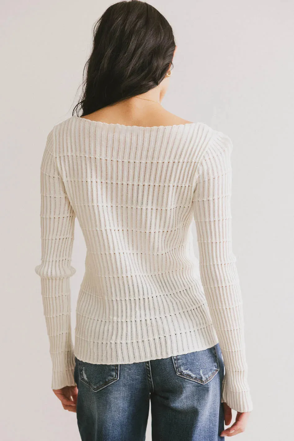 Gemma Sheer Ribbed Top in White - FINAL SALE sold by bohme product image thumbnail 3