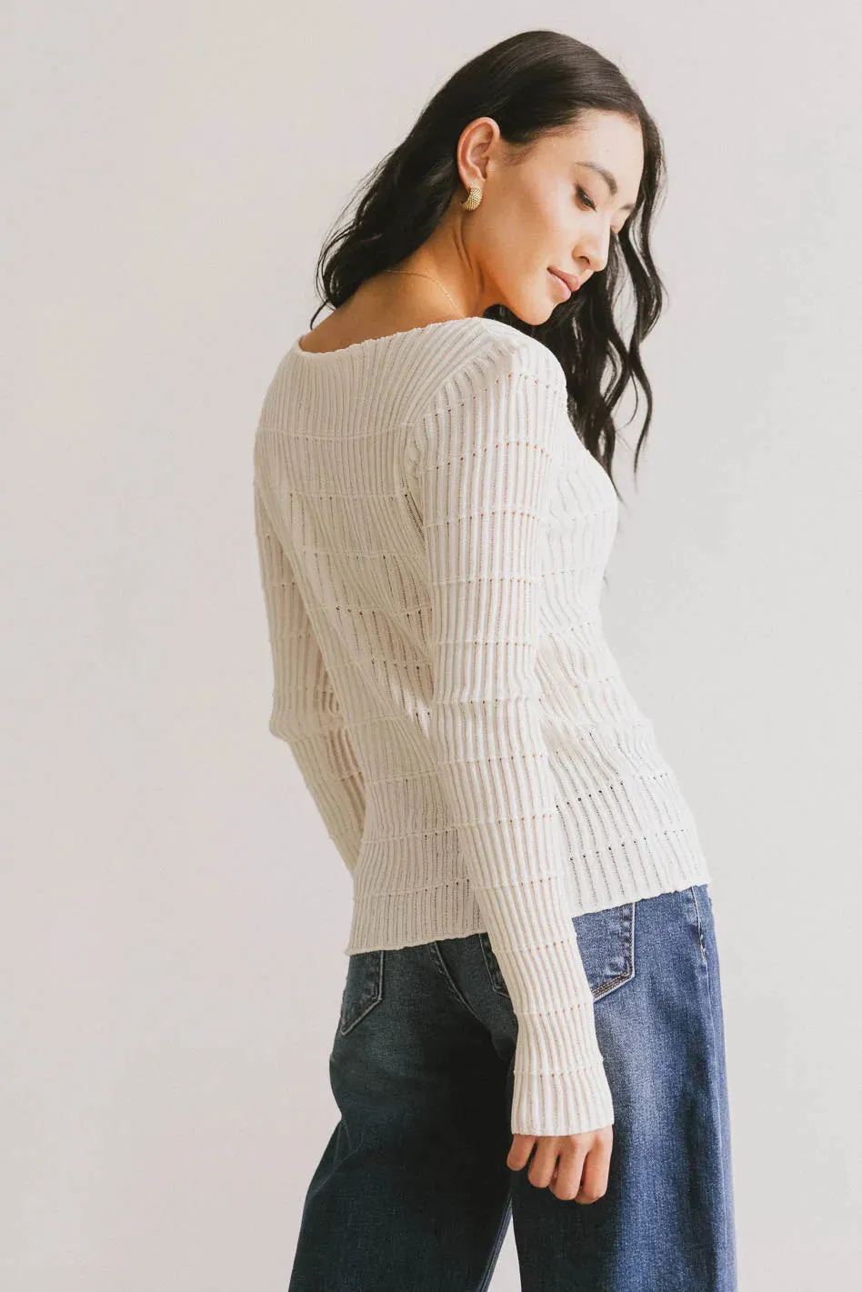 Gemma Sheer Ribbed Top in White - FINAL SALE sold by bohme product image thumbnail 4