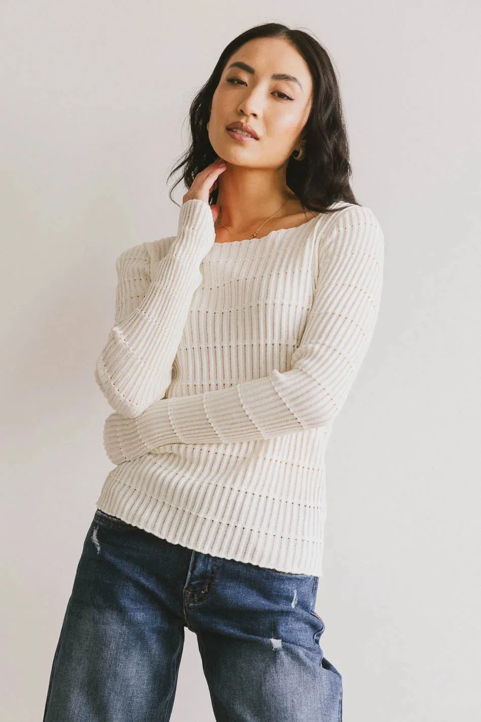 Gemma Sheer Ribbed Top in White - FINAL SALE sold by bohme product image thumbnail 2