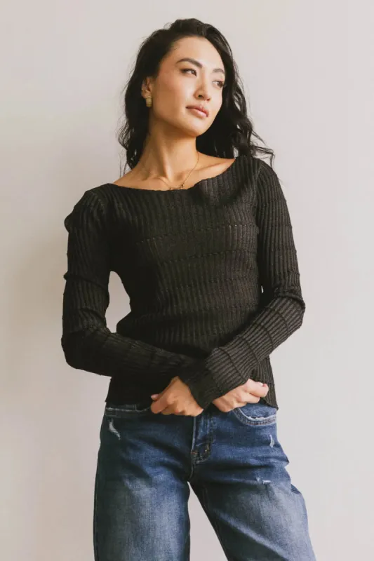 Gemma Sheer Ribbed Top in Black - FINAL SALE sold by bohme
