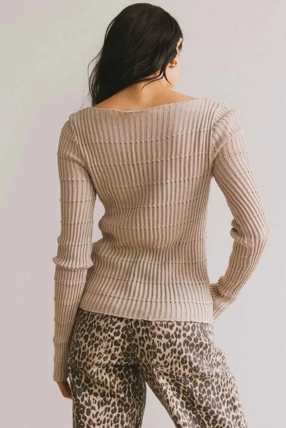 Gemma Sheer Ribbed Top in Tan - FINAL SALE sold by bohme product image thumbnail 2