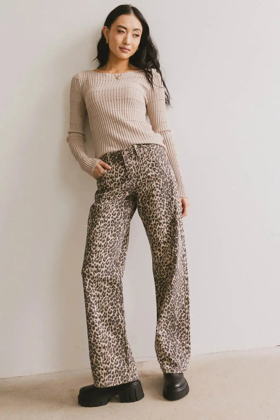 Gemma Sheer Ribbed Top in Tan - FINAL SALE sold by bohme product image thumbnail 3