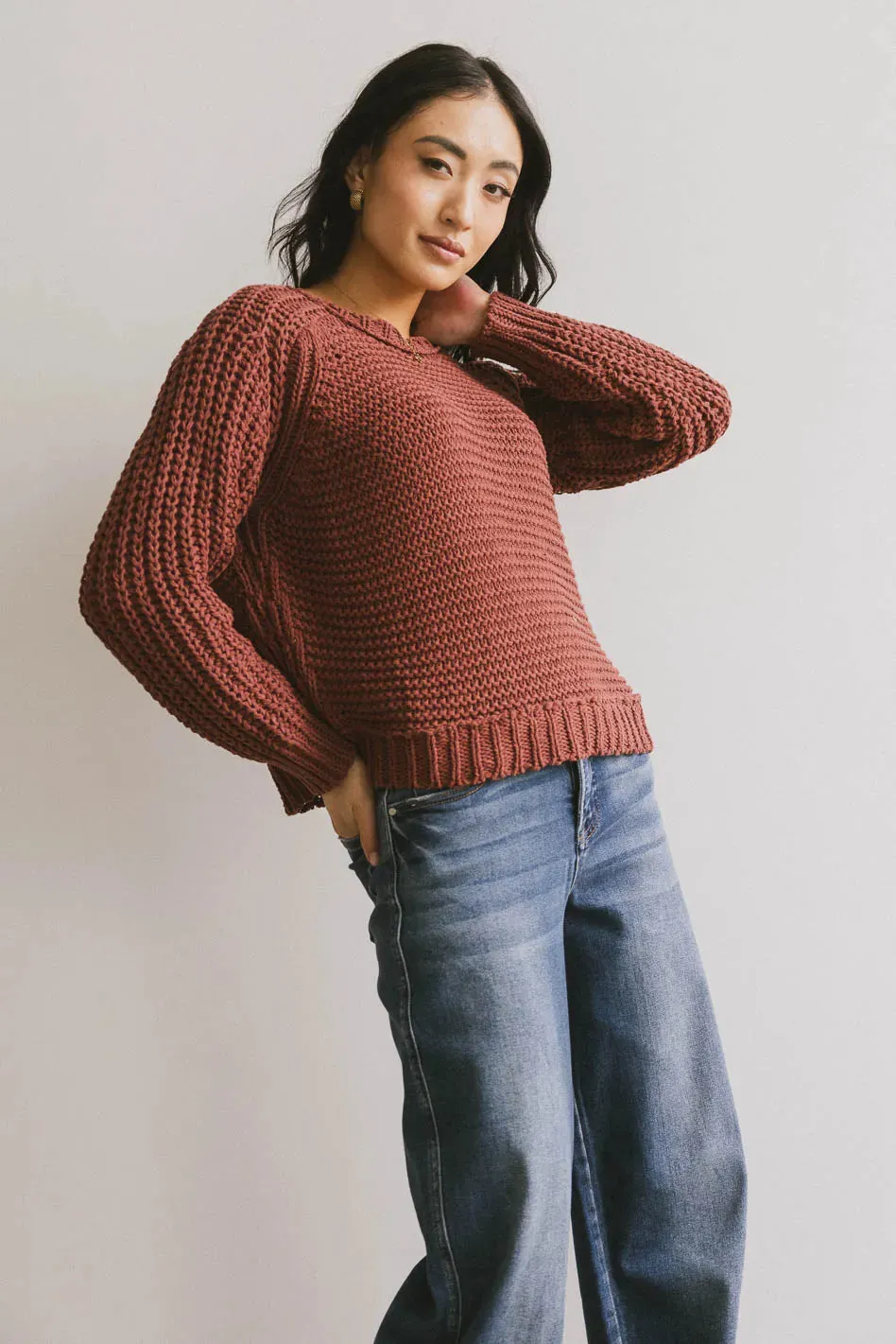 Juniper Textured Sweater in Berry - FINAL SALE sold by bohme product image thumbnail 2