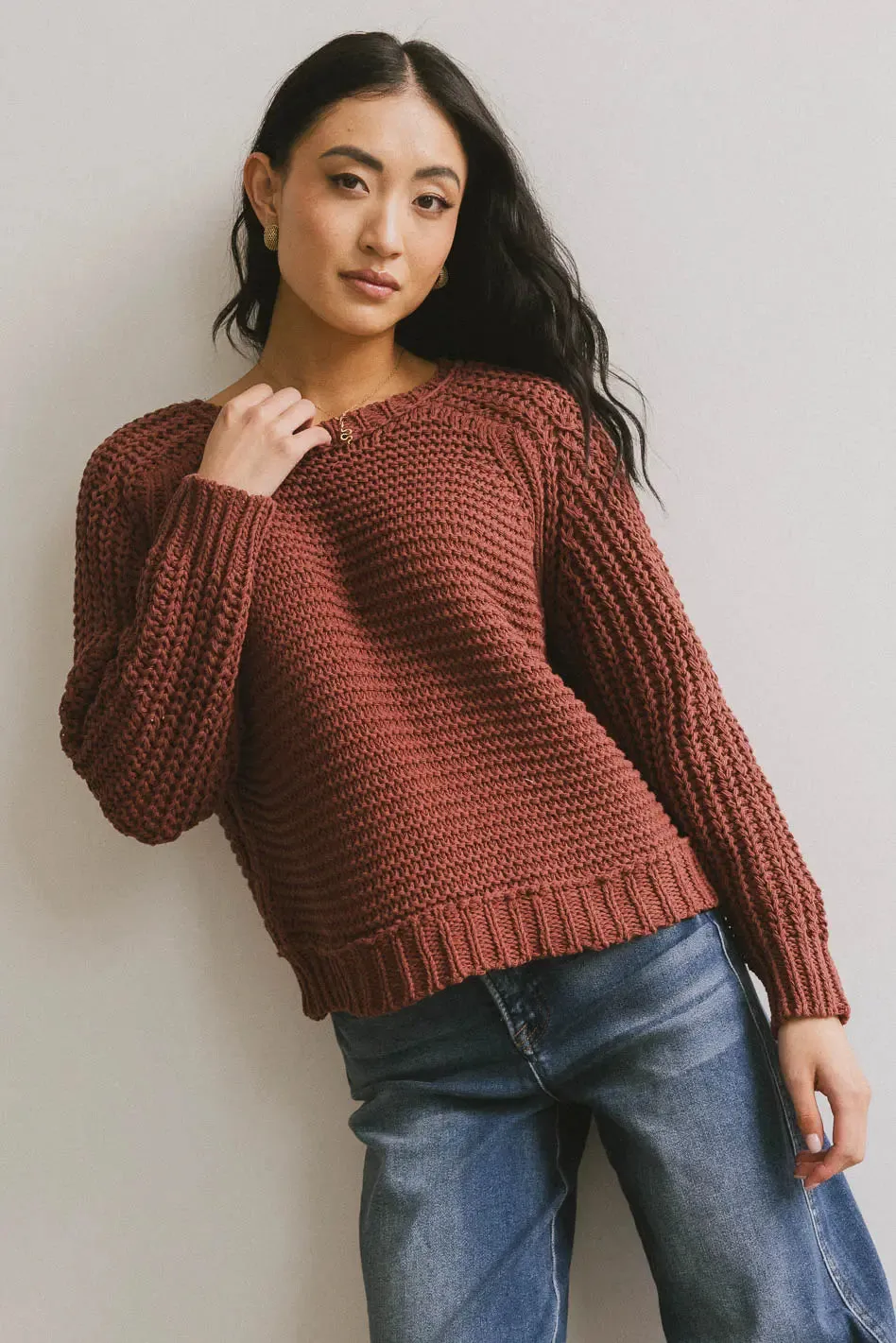 Juniper Textured Sweater in Berry - FINAL SALE sold by bohme product image thumbnail 3
