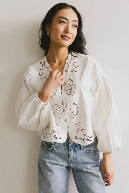 Violet Embroidered Blouse in White - FINAL SALE sold by bohme