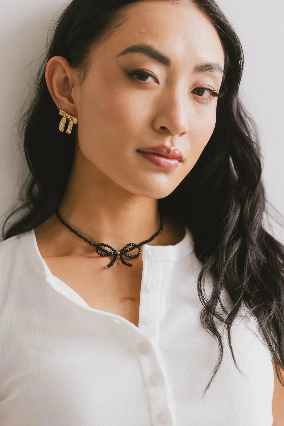 Beaded Bow Choker in Black - FINAL SALE sold by bohme product image thumbnail 3