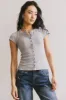 Vestia Button Up Tee in Grey sold by bohme