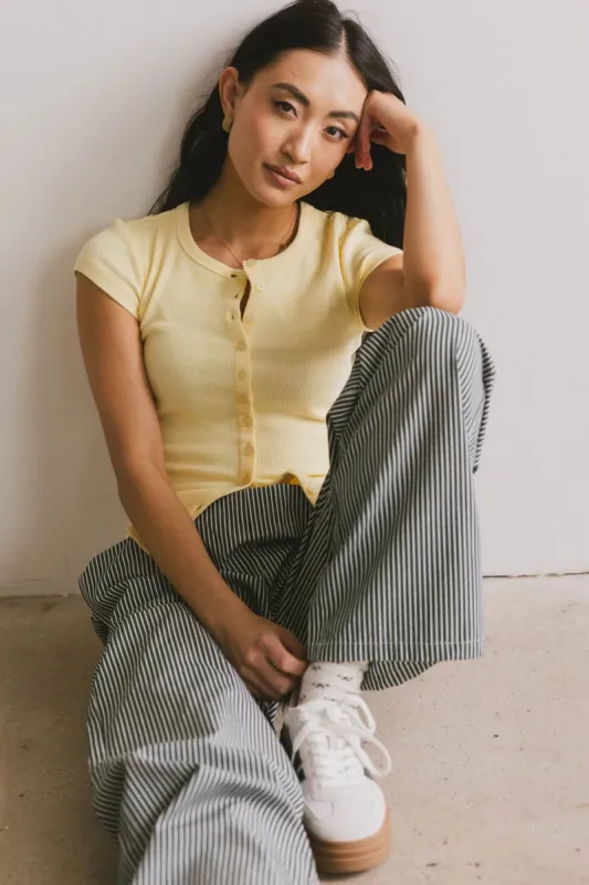 Vestia Button Up Tee in Yellow sold by bohme