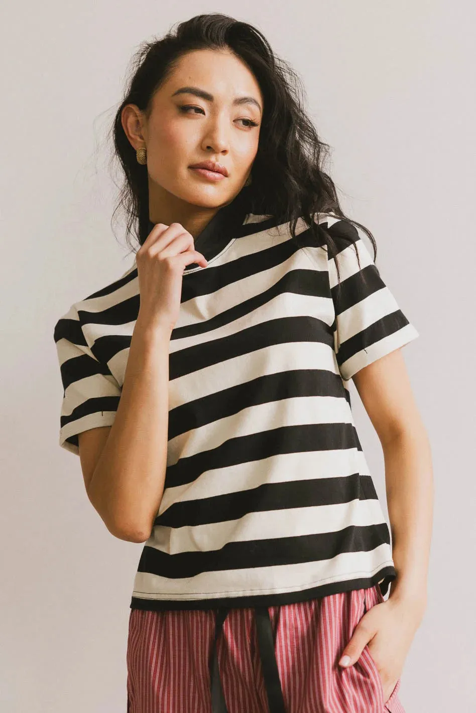 Grenna Striped Top in Black - FINAL SALE sold by bohme