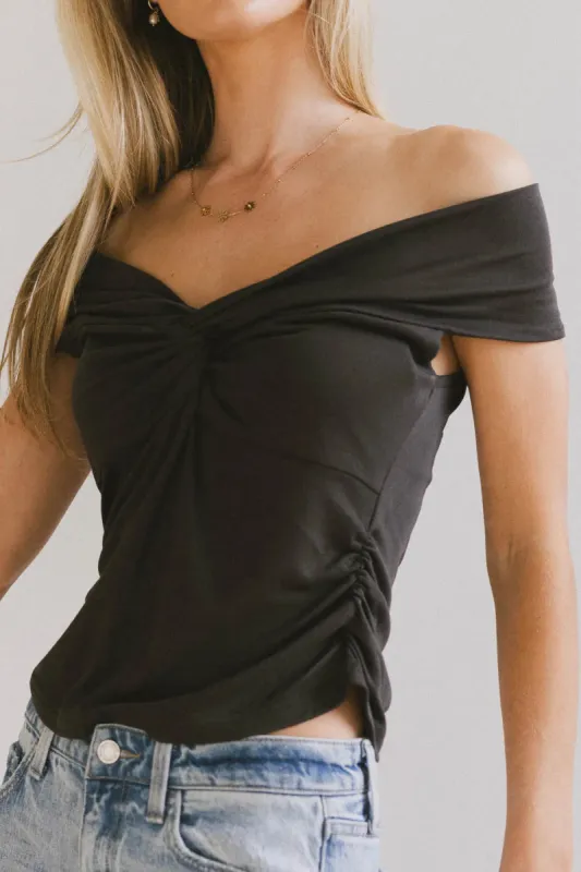 Natalia Ruched Top in Charcoal - FINAL SALE sold by bohme