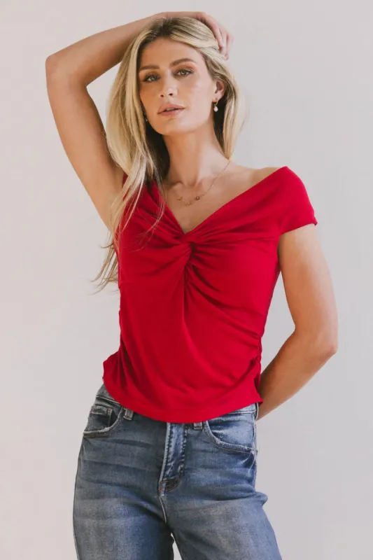Natalia Ruched Top in Red - FINAL SALE sold by bohme