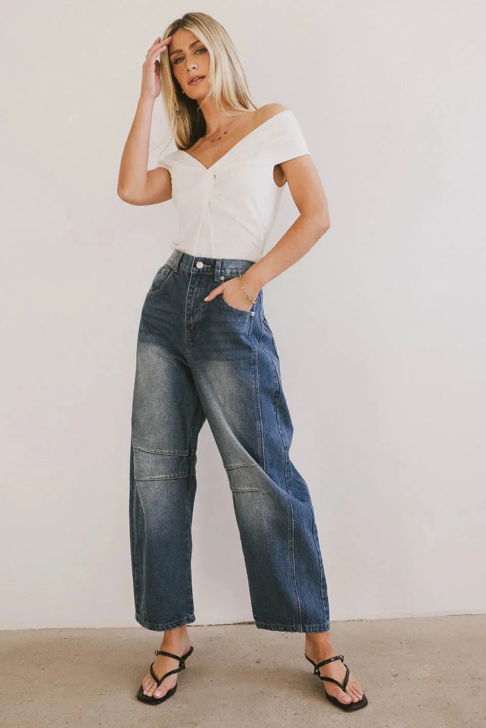 Natalia Ruched Top in White - FINAL SALE sold by bohme product image thumbnail 3