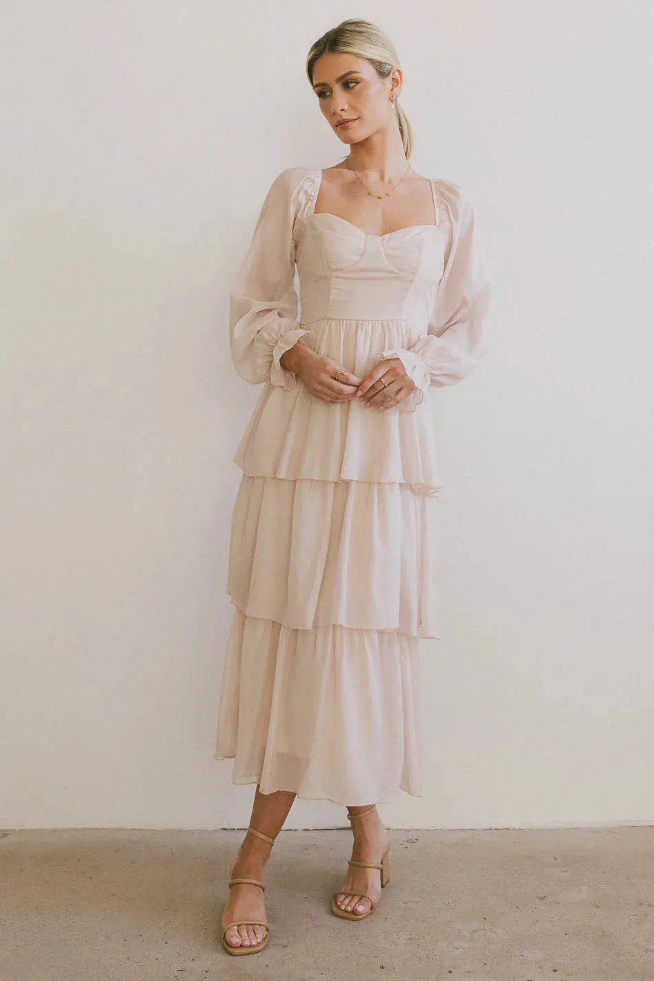 Manning Shimmery Midi Dress in Champagne - FINAL SALE sold by bohme