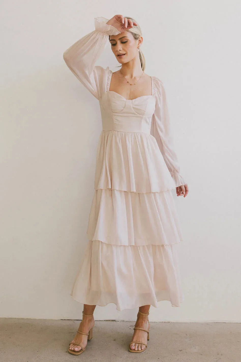 Manning Shimmery Midi Dress in Champagne - FINAL SALE sold by bohme product image thumbnail 3