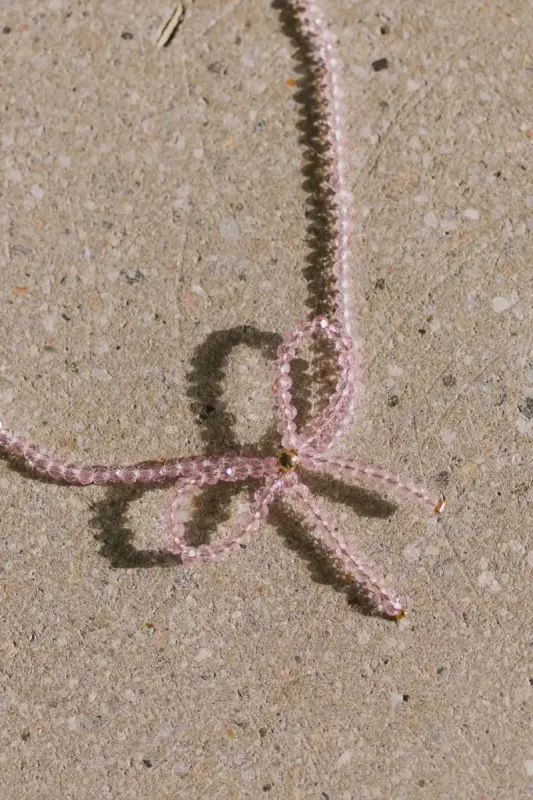 Beaded Bow Choker in Pink - FINAL SALE sold by bohme