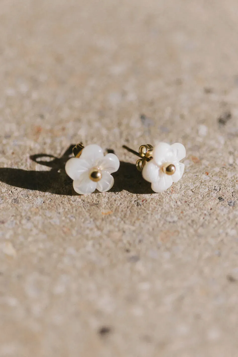 Annika Pearly Flower Earrings sold by bohme
