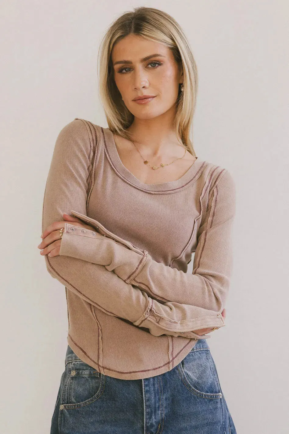 Astrid Ribbed Top in Mauve sold by bohme product image thumbnail 2
