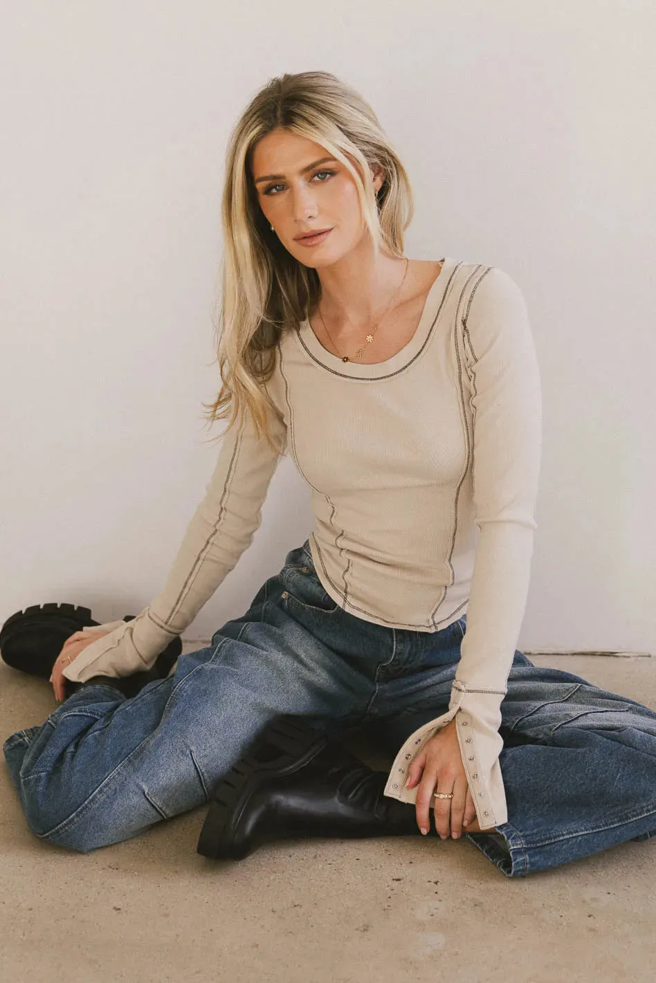 Astrid Ribbed Top in Ecru - FINAL SALE sold by bohme product image thumbnail 3