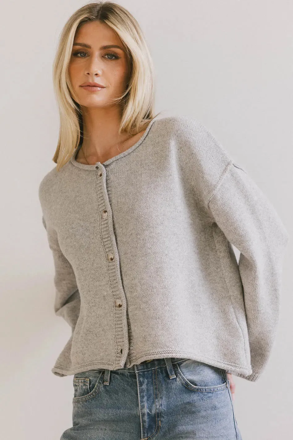 Carlie Knit Cardigan in Grey sold by bohme product image thumbnail 3