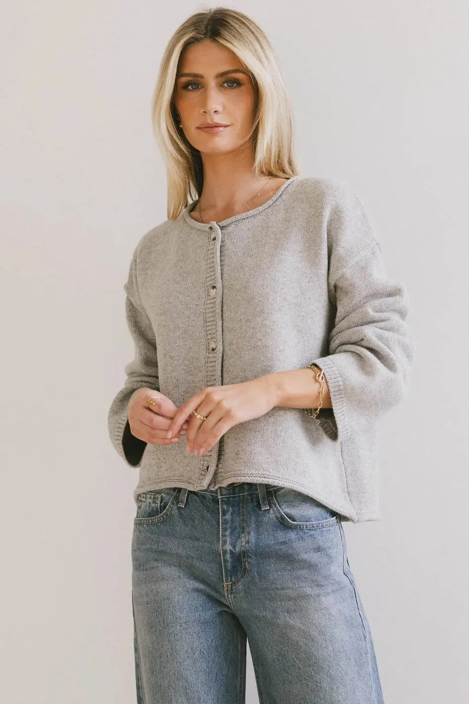 Carlie Knit Cardigan in Grey sold by bohme product image thumbnail 2