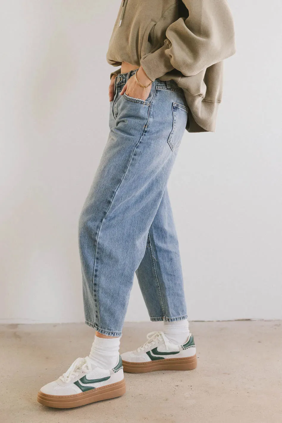 Bentlee Cropped Barrel Jeans in Medium Wash - FINAL SALE sold by bohme product image thumbnail 3