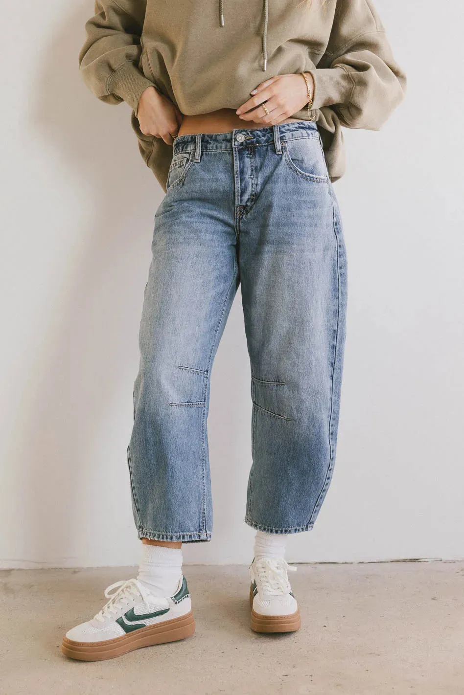 Bentlee Cropped Barrel Jeans in Medium Wash - FINAL SALE sold by bohme product image thumbnail 5