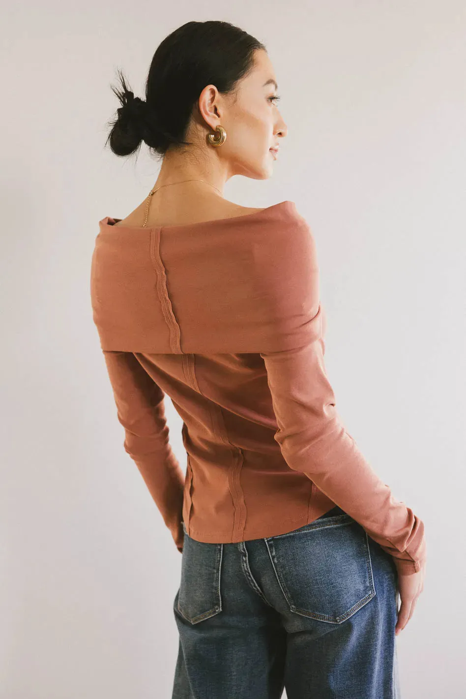Jessica Bardot Top in Terracotta - FINAL SALE sold by bohme product image thumbnail 3