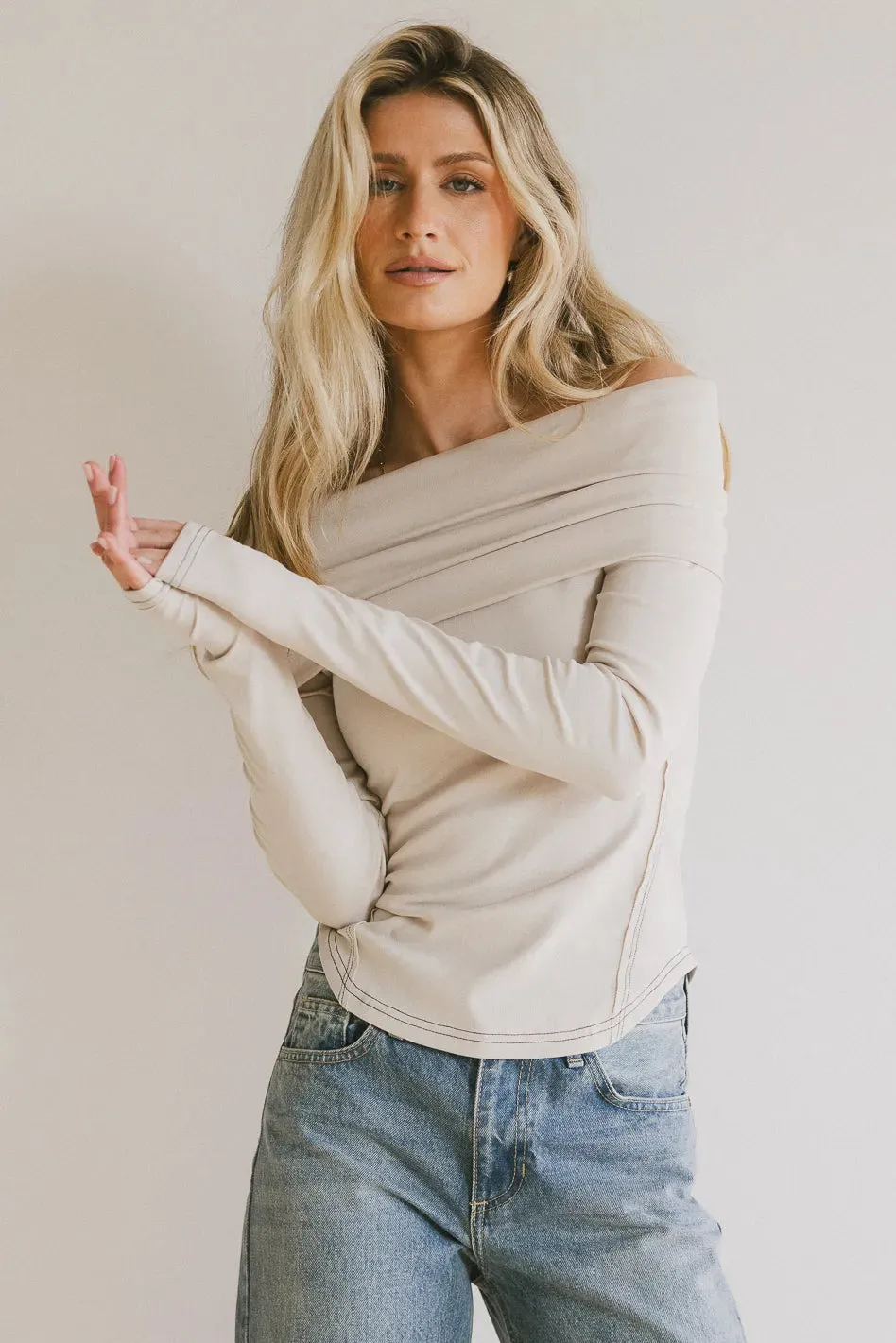 Jessica Bardot Top in Bone - FINAL SALE sold by bohme product image thumbnail 3