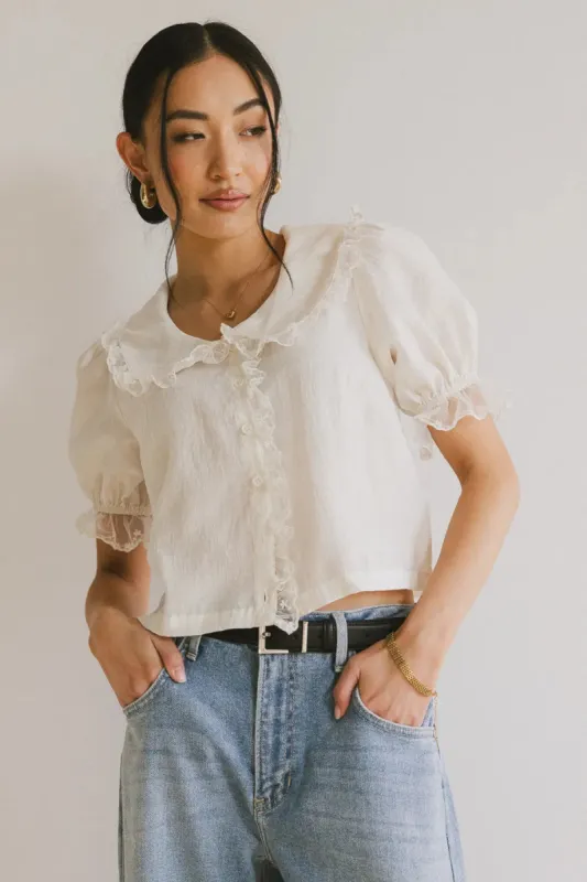 Sophia Lace Trim Blouse sold by bohme
