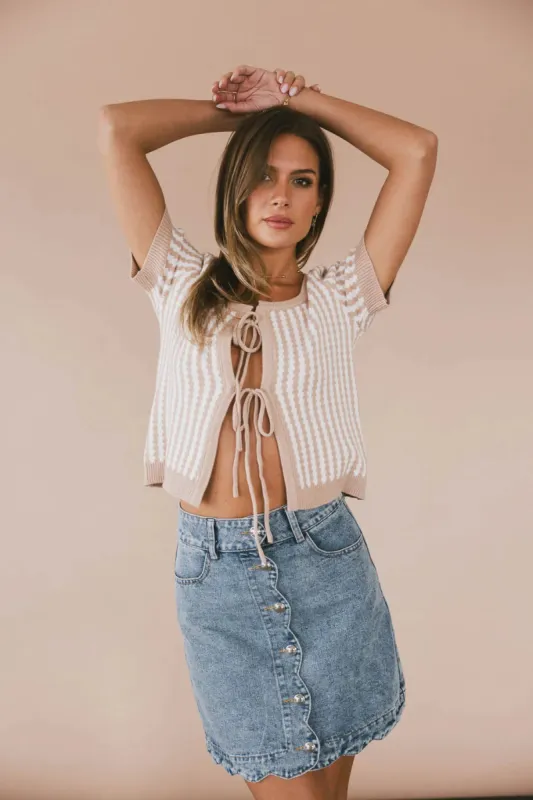 Teddy Tie Front Cardigan in Taupe - FINAL SALE sold by bohme