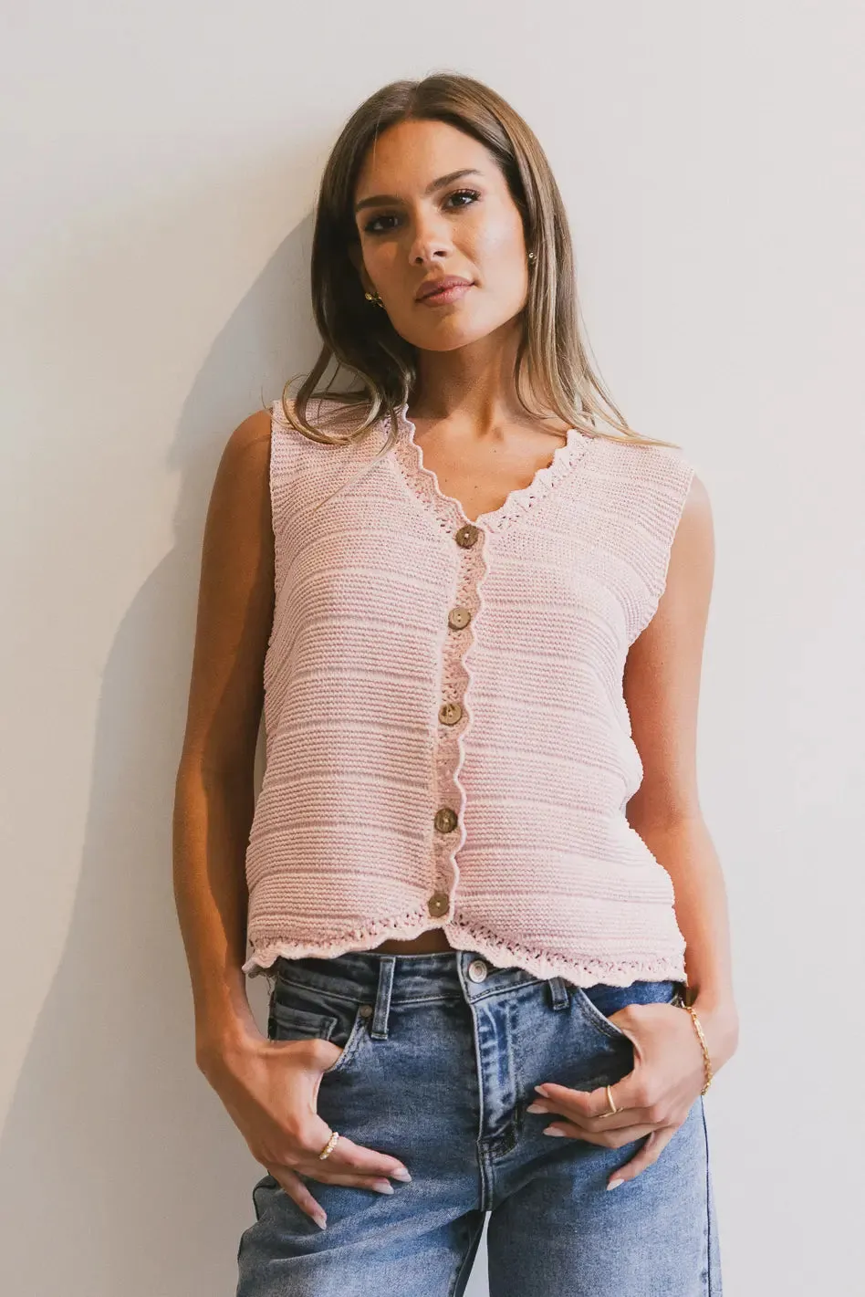 Annie Knit Vest in Blush - FINAL SALE sold by bohme product image thumbnail 5