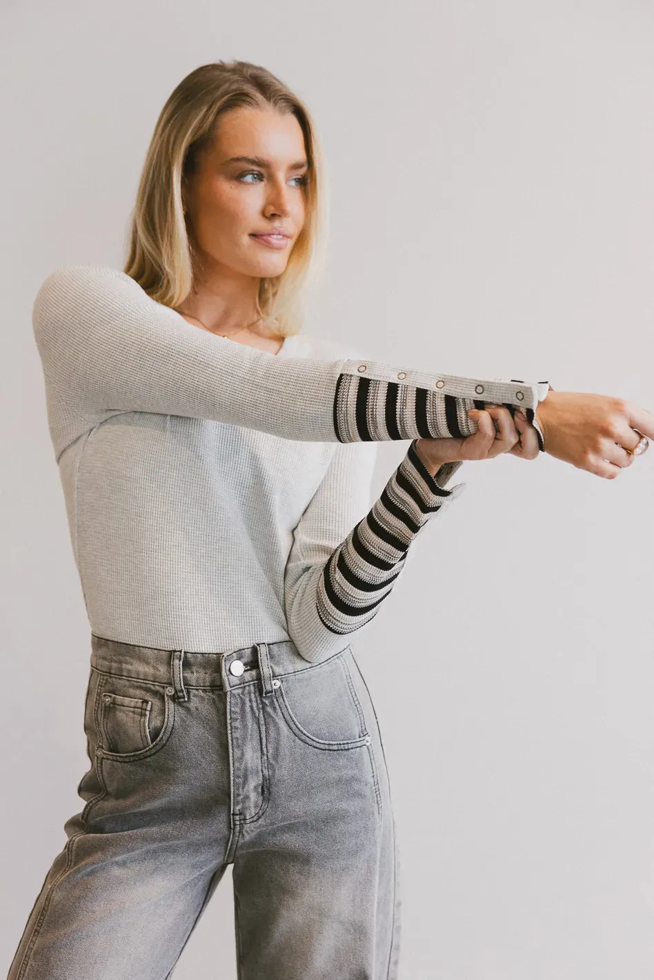 Ashton Waffle Knit Top in Grey sold by bohme product image thumbnail 4