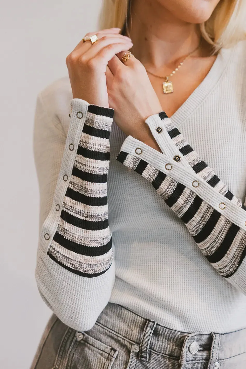 Ashton Waffle Knit Top in Grey sold by bohme product image thumbnail 2