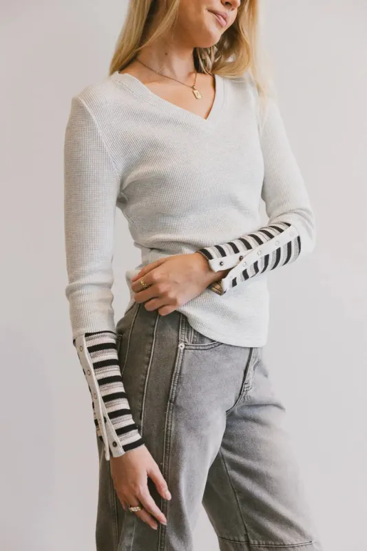 Ashton Waffle Knit Top in Grey sold by bohme